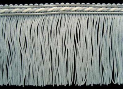 FT2057 75mm Ice Blue and Silver Grey Cut Fringe on a Corded Braid - Ribbonmoon