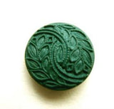B14308 17mm Deep Jade Green Textured Floral Design Shank Button