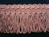 FT1118 5cm Dusky Tea Rose Pink Looped Fringe on a Decorated Braid - Ribbonmoon
