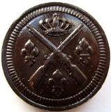 B5845 27mm Dark Brown Real Leather Shank Button, Coat of Arms Design - Ribbonmoon