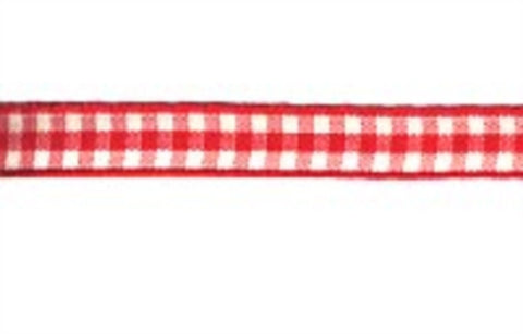 RSK04 10mm Red Gingham Self Adhesive Backed 3 Metre Roll Ribbon