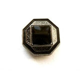 B7684 15mm Faux Onyx and Gilded Antique Silver Poly Shank Button - Ribbonmoon