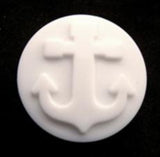 B14816 20mm White Shank Button with a Raised Anchor Design - Ribbonmoon