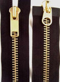 Z2759 62cm Black YKK Double Ended Zip, Brass Teeth No.10