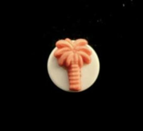 B14121 12mm Matt Apricot Palm Tree Design Novelty Shank Button - Ribbonmoon