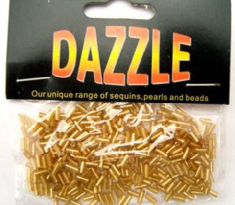 BEAD02 5mm Gold Bugle Beads Size 2 - Ribbonmoon