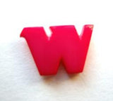 B7102 16mm Letter W Alphabet Shank Button Shocking Pink