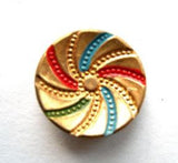 B5193 18mm Gold, Blue, Red and Green Metal Alloy Shank Button - Ribbonmoon