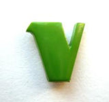 B7093 14mm Letter V Alphabet Shank Button Green
