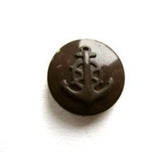 B13046 14mm Dark Brown Gloss Shank Button with an Anchor Design - Ribbonmoon