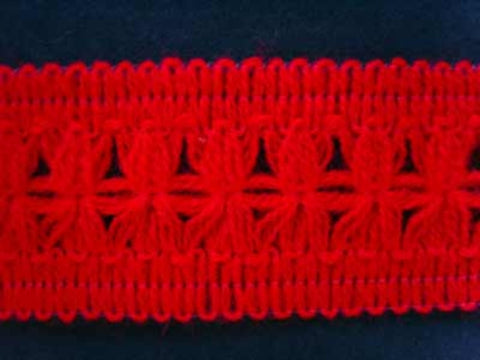 FT712 40mm Poppy Red Woolly Braid Trimming - Ribbonmoon