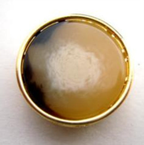 B14778 20mm Gloss Aaran and Gilded Gold Poly Rim Shank Button - Ribbonmoon