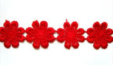 DT61 25mm Red Guipure Daisy Lace Trimming - Ribbonmoon