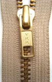 Z4073 YKK 20cm Beige Closed End No.5 Zip with Brass Teeth - Ribbonmoon