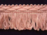 FT180 32mm Dusky Azalea Pink Looped Fringe on a Decorated Braid - Ribbonmoon