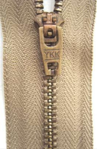 Z3601 YKK 15cm Khaki Beige Closed End No.4.5 Zip with Brass Teeth - Ribbonmoon