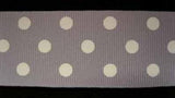 R6589 25mm Grey Polka Dot Polyester Grosgrain Ribbon by Berisfords - Ribbonmoon