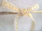 R6329 16mm White Lace with a Cream Acetate Satin Ribbon - Ribbonmoon