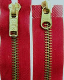 Z3215 61cm Brick Red Double Ended Zip, Brass Teeth No.8 - Ribbonmoon