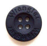 B8302 18mm Navy Matt 4 Hole Button, Engraved Lettered Rim Wrangler - Ribbonmoon