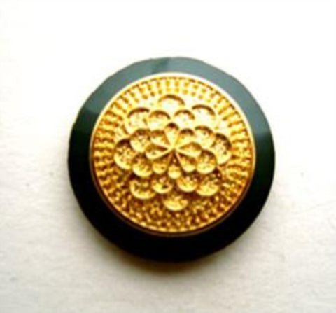 B9620 18mm Gilded Gold Plated Poly Shank Button with a Jade Green Rim - Ribbonmoon
