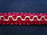 FT330 14mm Raspberry Pink and Pale Cream Braid Trimming - Ribbonmoon