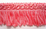 FT055 25mm Dark Rose Pink Looped Fringe on a Decorated Braid - Ribbonmoon