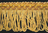 FT016 49mm Pale Gold and Topaz Looped Fringe on a Scroll Gimp Braid - Ribbonmoon
