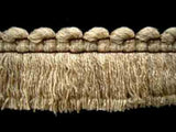 FT1519 28mm Stone Beige and Cream Cut Ruched Fringing - Ribbonmoon
