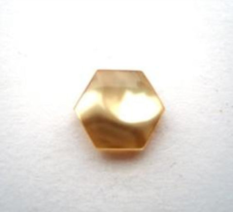 B7808 11mm Amber Pearlised Poyester Hexagon Shaped Shank Button - Ribbonmoon