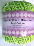 Crochet Cotton Varigated Greens and White, 366 Metres, 60 Gram Ball - Ribbonmoon