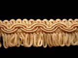 FT442 2cm Peach Looped Fringe on a Decorated Braid - Ribbonmoon