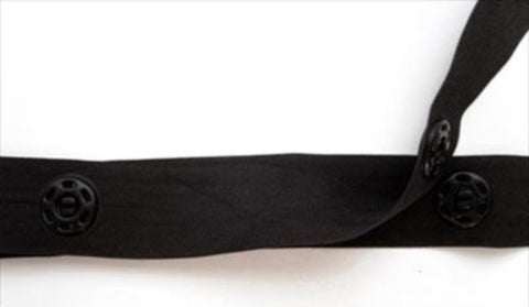 POP05 25mm Black Polyester Popper Snap Tape, 10 Fastenings per Metre - Ribbonmoon
