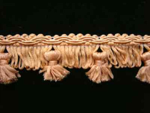 FT875 37mm Peach Melba Tassel Fringe on a Decorated Braid - Ribbonmoon