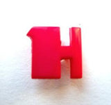 B7041 13mm Letter H Alphabet Shank Button Shocking Pink