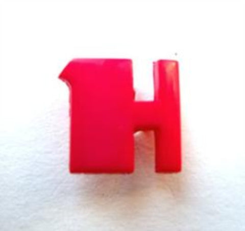 B7041 13mm Letter H Alphabet Shank Button Shocking Pink