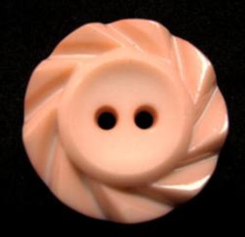 B15587 17mm Peach Matt Centre 2 Hole Button with a Fluted Edge - Ribbonmoon