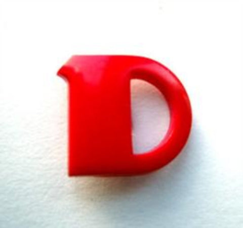 B7029 16mm Letter D Alphabet Shank Button Red
