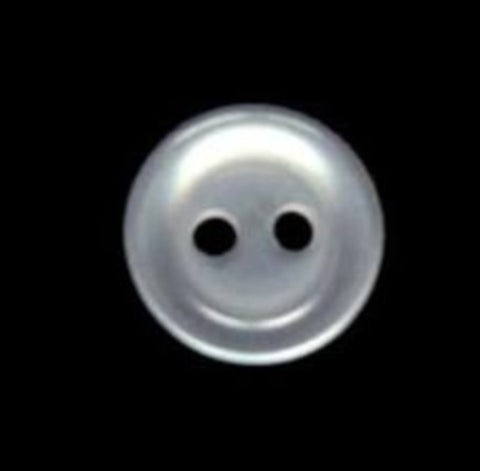 B4025 11mm Pearlised Bridal White Rounded Rim Polyester 2 Hole Button - Ribbonmoon