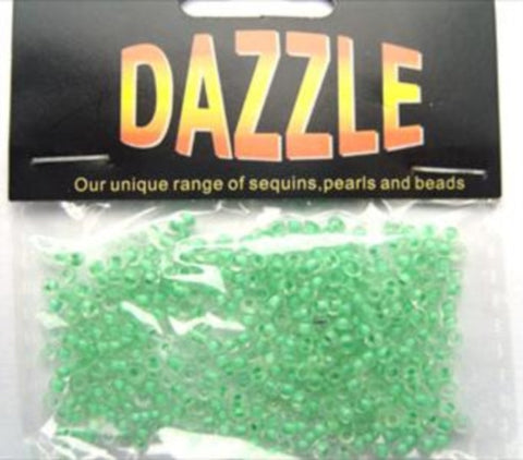 BEAD46 2mm Green Lined Glass Rocialle Beads, size 8/0 - Ribbonmoon