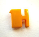 B7044 13mm Letter H Alphabet Shank Button Yellow