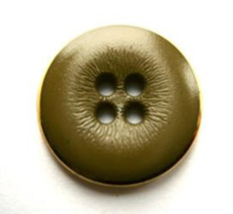 B17819 20mm Green Textured 4 Hole Button with a Gilded Gold Poly Rim - Ribbonmoon