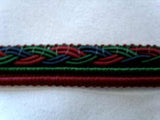 FT1003 12mm Maroon, Holly Green and Navy Corded Braid - Ribbonmoon
