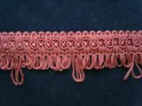 FT403 31mm Dusky Pink Looped Fringe on a Decorated Braid - Ribbonmoon