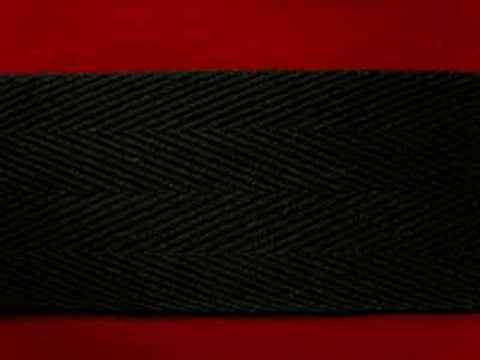 WTAPE07 38mm Black Herringbone Twill Tape 100% Cotton Webbing