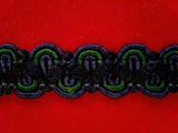 FT826 16mm Ink Navy and Green Scroll Gimp Braid Trimming
