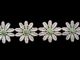 DT39 26mm White and Pale Green Daisy Lace Trim - Ribbonmoon