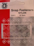 SF33 7mm Nylon Snap Fasteners. 12 sets per card. - Ribbonmoon
