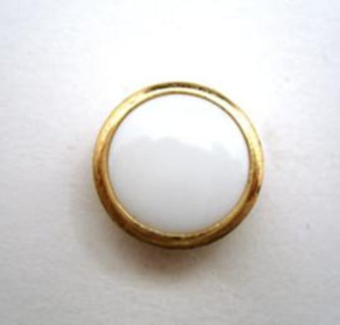 B14542 15mm White Shank Button with a Gilded Gold Poly Rim - Ribbonmoon