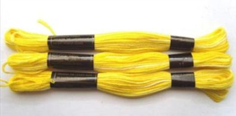 S011 8 Metre Skein of Mixed Yellow 100% Cotton Colourfast 6 Strand Embroidery Thread. - Ribbonmoon